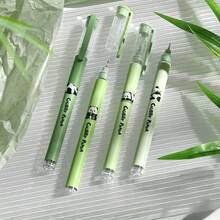 6 peças/Conjunto Novas Canetas de Gel Apagáveis com Design Panda & Bambu, Estilo Minimalista INS, Canetas de Assinatura Duráveis com Elevada Relação Custo-Benefício [Tinta Preta], Volta às Aulas - A - Ver 7