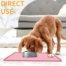 Pet Feeding Mat (Suitable For Cats & Dogs), Spill-Proof Food & Water Mat, Fit For Small, Medium And Large Pets - Pink - View 3