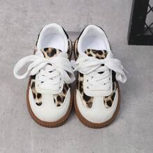 1 Pair New Soft-Sole Leopard Print Children's Casual Sports Shoes, Unisex Toddler Vintage Patchwork Non-Slip Running Shoes For Spring & Autumn - White - View 9