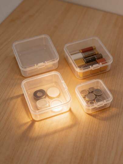 Hộp đựng đồ mini di động, hộp vuông nhỏ bằng nhựa trong suốt, hộp đựng trang sức, hạt cườm và phụ kiện, kích thước 4.5*4.5*2cm, 5.5*5.5*2cm, 6.5*6.5*2cm, 7.5*7.5*2.5cm
