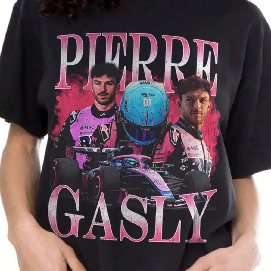 Pierre Gasly Alpine F1 Retro Bootleg T-Shirt Vintage Formule 1 Racing Fan T-Shirt - Black - View 1