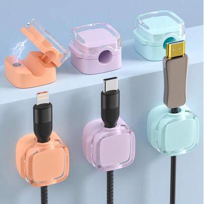 3/6pcs Magnetic Cable Clips USB Cable Smooth Adjustable Cord Holder Under Desk Cable Management Wire Keeper Cable Organizer Line Holder