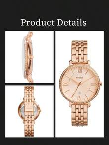 Đồng hồ Fossil Jacqueline ES3632 dành cho nữ, mặt số mạ vàng hồng, vỏ thép không gỉ, máy quartz. - Hoa hồng vàng - Xem 5