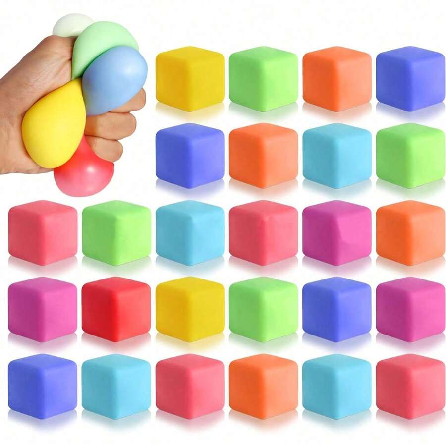 [30 peças/20 peças/10 peças/5 peças/1 peça] Cubo Anti-Estresse, Bola de Aperto de Rebote Lento, Adequado para Recompensas em Sala de Aula, Sacolas de Presente, Bolas de Aperto de Dedos, Lembrancinhas de Festa, Alívio de Estresse para Adultos, Vários Estilos e Cores - multicolorido - Visão 1