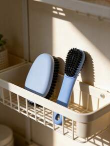 2 piezas Juego de cepillos para zapatos, cepillo de cerdas suaves para limpieza de zapatos para uso doméstico, cepillo para fregar zapatos y ropa - Cepillo azul para zapatos y cepillo para ropa - Ver 2