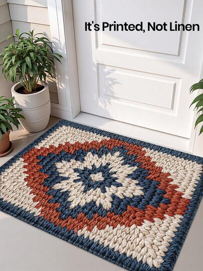 DAJIANG 1 件 3D 几何复古印花图案羊绒地毯/门垫/走廊地毯，适用于浴室、厨房、玄关、走廊、床边、客厅、卧室。可水洗，防滑底背，适合圣诞节、感恩节、情人节装饰。