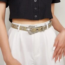 1 chiếc thắt lưng nam màu trơn phong cách Punk Rock Hip Hop đường phố đính đá, thắt lưng quần jeans cao cấp unisex. - Nhiều màu - Xem 12