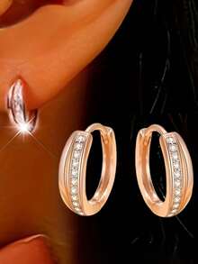 1 Đôi bông tai vòng đính đá Cubic Zirconia tuyệt đẹp dành cho nữ, thích hợp làm quà tặng đám cưới, lễ đính hôn, kỷ niệm, tiệc tùng hoặc quà tặng ngày Valentine. - 4 # - Xem 17