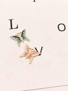 1pc Elegant Butterfly Shaped Rhinestone Inlaid Pendant, Suitable For Women's Daily Wear - Multicolor - View 5