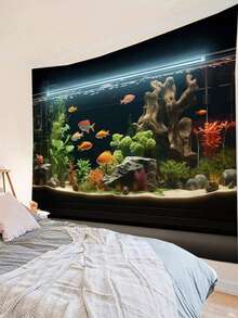1pc Fish Tank Printed Tapestry, Modern Polyester Square Wall Hanging For Room Living Room Bedroom Decoration, Flag For Room, Room Decor,Wall Decor, Wall Art ,Home Decor ,Room Stuffs, Flags For Room, Wall Tapestry,Room Decor,Flags,Tapestry For Bedroom,Living Room Deccor,Wall Deocr,Tapestry, Wall Tapestry, Wall Hanging, Boho Tapestry, Wall Decor, Wall Art, Bohemian Tapestry, Mandala Tapestry, Floral Tapestry, Vintage Tapestry, Bedroom Tapestry, Living Room Tapestry, Aesthetic Tapestry, Rustic Tapestry, Farmhouse Tapestry, Nature Tapestry, Fabric Wall Hanging, Art Tapestry, Lightweight Tapestry, Decorative Tapestry, Ocean Core Aesthetic, Surrealist Art Backdrop, Marine Life Tapestry, Vibrant Wall Banner, Unique Apartment Accents - 1PC - View 5