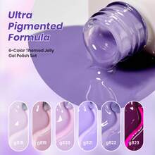 Beetles Gel Polish Whispers Of Love Jelly Gel Nail Polish Set - 6 Colors Milky White Nude Pink Neutral Sheer Translucent Soak Off UV Gel Nail Kit - 6 Colors Amethyst Realm - 查看 6