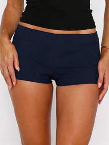 Y2k Low Rise Booty Shorts For Women Micro Mini Fitted Shorts Hot Pants Going Out Bottoms Streetwear Women's Low Rise Booty Shorts Y2k Skinny Micro Mini Shorts Summer Hot Pants - 藍色 - 查看 1