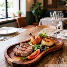 1件手工木制甜点盘，红木托盘，多功能耐用，轻巧的木制餐具，适用于早餐、咖啡、茶、小吃、摆放植物和室内装饰。完美的母亲节礼物，适合居家、酒店、户外使用。 - 原木色 - 查看 7