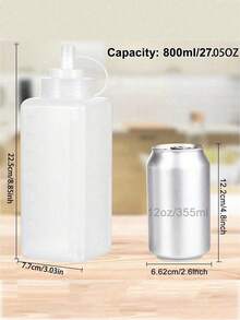 1 chai đựng nước sốt dạng bóp dung tích lớn! Thiết kế chống rò rỉ + vạch chia rõ ràng, chai đựng gia vị có nắp, hộp đựng gia vị, thích hợp cho nướng thịt, salad và làm bánh - 0.6L/0.8L/1L (20OZ/27OZ/33OZ) - Nhiều màu - Xem 9