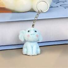1-4pcs Cute Light Blue Flocked Elephant Keychain, Mini Flocked Animal Bag Pendant, Adorable Keyring Accessory, Suitable For Backpacks, Handbags And Gifts, Perfect As Small Presents For Mom, Couple, Friends On Holidays And Gatherings Gifts For Mother, Father, Graduation, And Teacher - Multicolor - View 7