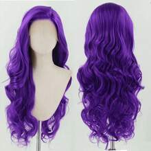 13X4蕾丝前假发，自然发际线，波浪形合成发，蓝色，适合日常佩戴 - 彩色 - 查看 14