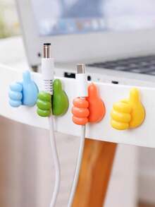 50/30/10pcs Thumb Clips, Cartoon Hand Shaped Sticky Clips, Cable Organizers, Finger Clips, Silicone Charging Cable Organizers, Phone And Data Cable Management Hooks, Multi-Functional Cable Fixers, Battery-Free Cable Organizer Accessories, Sticky Hooks, Towel Racks, Bedroom Wall Decor - Multicolor - View 3