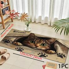 1pc Cat Pattern Design, Kitchen Decor, Home Decor, Decorative Mat, Fashion Doormat, Multi-Purpose Mat, Kitchen Floor Mat, Kitchen Mat Set, Kitchen Floor Protector, Comfort Standing Mat, Living Room Bedroom Bathroom Laundry Office Area Rug, Home Decoration Indoor - Multicolor - View 4