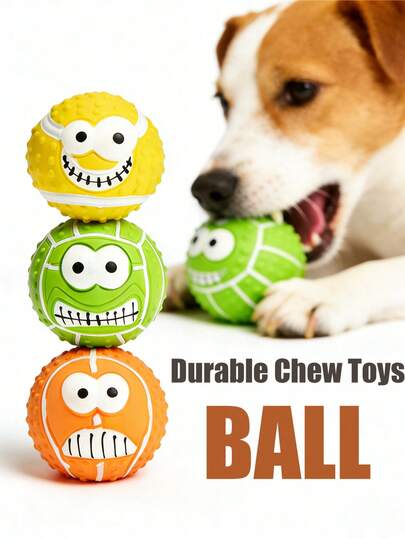 Đồ chơi bóng bằng cao su hình mặt cười hoạt hình có âm thanh, đồ chơi nhai tương tác phù hợp cho chó nhỏ đến trung bình, cho phép thú cưng chơi và huấn luyện, đồ chơi bằng cao su có tiếng kêu đáp ứng nhu cầu nhai, thúc đẩy sức khỏe răng miệng và giảm sự nhàm chán, đặc biệt phù hợp với các giống chó cỡ trung bình và nhỏ.