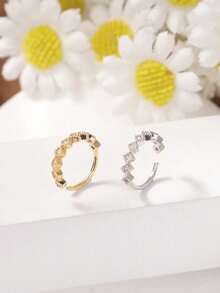 铜镀金鼻环，镶嵌锆石——一款精致华丽的鼻环，男女皆宜。这是一款低过敏性螺旋式鼻中隔穿孔饰品，设计闪亮简约。 - 彩色 - 查看 12