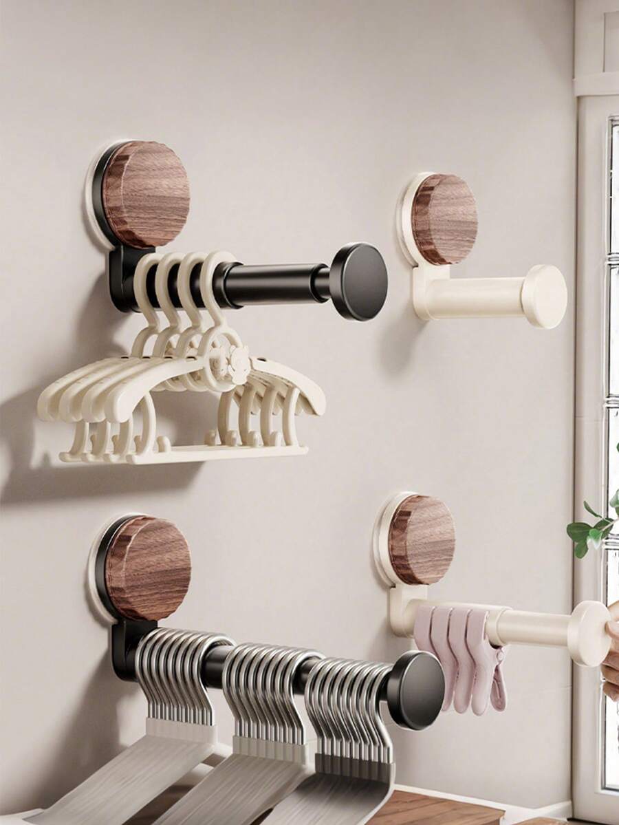 Suction Cup Telescopic Drying Rack, Bathroom/Balcony Drying Pole, Suction Cup Installation, Apartment Space-Saving, Wall-Mounted Telescopic Drying Rack, Indoor/Outdoor Invisible Drying Rack - Multicolor - View 1