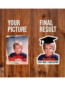 Customized Childhood Photo Graduation Gift, Personalized Graduation Party Decorations, Alumni Stickers, Souvenirs, Colorful Paper Confetti Stickers With Photos, Memory Wall Decor - Multicolor - View 2
