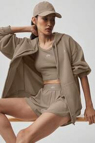 Alo Yoga Alo Accolade Full Zip Hoodie Unisex Style Designed For A Boxy Gravel U3041rg - màu nâu - Xem 4