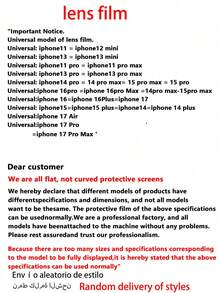 2片装相机镜头保护膜，兼容 17e/16e/17Pro/17Promax/17/16/16Pro/16Promax/15/14/13/12/11/11MIMI/12MIMI/14Pual/15Pual，钢化玻璃材质，无气泡，高清，防刮花，易于安装 - 彩色 - 查看 6