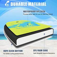 Tabla de Surf Ligera de 33/37/41 Pulgadas con núcleo EPS Cubierta XPE y Parte Inferior de HDPE Correa de muñeca Ajustable Tabla de Cuerpo para Playa Adecuada para niños y Adultos - Color mltiple - Ver 6