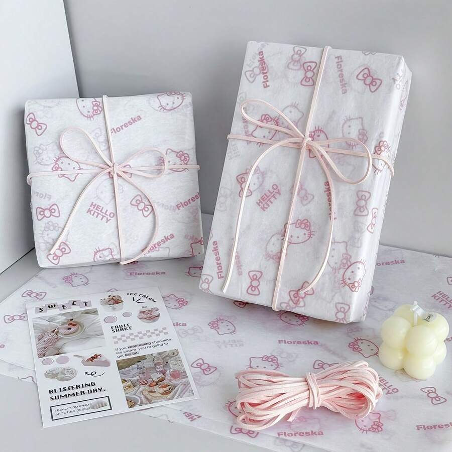 SANRIO 10张装礼品包装纸套装，适用于生日派对收纳、节日装饰、礼品袋、生日派对、花卉装饰、彩色薄纸大包装、节日礼物、生日礼物、派对礼品包装 - 10pcs - 查看 1