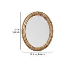 1pc Vintage Lace Pattern Oval Decorative Wall Mirror, European Style Home Decor Art Piece, Creative Vanity Mirror, Suitable For Wall Decor, Dressing Table Mirror And Photography Props - Multicolor - View 12