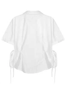 Blusa de mujer de manga corta con diseño de botones y lazo, nueva colección Primavera/Verano 2026 - Blanco - Ver 6