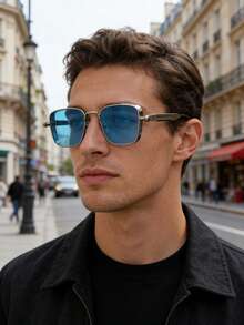 Retro Gold Metal Frame Glasses, Suitable For Men And Women, Steampunk Style, Street Fashion, Can Be Worn Daily And For Driving - Black - View 7