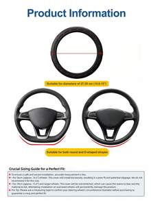 1pc PU Leather Embroidered Soft & Comfortable Anti-Slip Breathable Car Steering Wheel Cover, Fits Most Sedans, Vehicles, SUVs, Universal 15 Inch, Unisex Car Interior Accessory - Style a - View 9