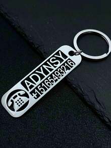 Customized Stainless Steel Keychain - Personalized Engraved Name And Phone Number, 304 High Quality Stainless Steel Without Coating, Durable Gift Suitable For Family, Friends, Daily Use And Special Occasions - Multicolor - View 7