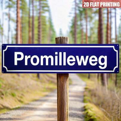 15.75" X 3.94" Promilléweg Street Sign, High Definition UV Printing, Classic Style Wall Decor - Suitable For Home, Man Cave, Restaurant, Cafe - Multipurpose Metal Art, Indoor/Outdoor With English Text