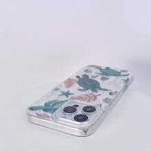 可爱绿色海洋海龟海龟海星水母海马海藻波浪手机壳适用于三星Galaxy A S Ultra Reno Y Honor X Note Spark，IMD 全包防震银色渐变激光闪光不对称波浪设计时尚手机壳[国际版] - 粉色 - 查看 5