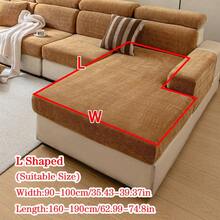 1件装四季通用提花雪尼尔防滑沙发座垫套，简约现代柔软亲肤宠物防抓弹力沙发套，春秋季防刮沙发垫，适用于L型组合沙发和1/2/3/4座沙发（单件出售） - 咖啡棕 - 查看 12