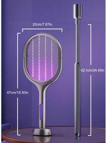 Matamoscas eléctrico recargable 2 en 1, lámpara UV mata mosquitos, raqueta eléctrica USB, retráctil - Multicolor - Ver 10