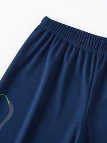 2pcs/Set Setelan Olahraga Musim Panas Pria Lengan Pendek, Lengan Pendek Leher Bulat Olahraga + Celana Pendek - Royal Blue - View 8