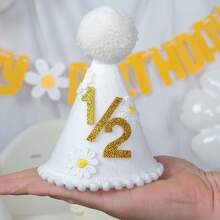 1/2/3 Peças Decorações de Festa de Aniversário com Tema de Margarida, Faixa de Cadeira Alta de Meio Aniversário, Bandeirinha de Meio Aniversário, Chapéu de Cone de 1/2 Ano, Decorações de Festa de Aniversário de 6 Meses, Decoração de Celebração de Feriado, Decorações de Aniversário com Borlas Brancas & Amarelas, Bandeirinha de Aniversário, Presente de Aniversário, Conjunto de Decoração de Aniversário Estilo Boêmio, Suprimentos para Festa - Vários estilos - Visão 9