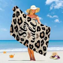 1pc Extra Large & Ultra SoftMicrofiber Beach Towel - "StayWild" Leopard Print, Quick Dry,Super Absorbent, Lightweight,Sand-Free, Ideal For Beach, Pool,Camping & Travel, Valentine's Gift,Beach Essential InspirationalDesign | Plush Absorbent Towel - 2 - View 6