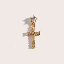 1件时尚优雅十字钻石耳钉，适合女士日常佩戴 - 十字架 - 查看 7