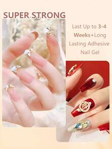 GELPOLISH 30ml 鑽石美甲膠與擦拭布，超強凝膠美甲膠，適用於3D美甲裝飾寶石鑽石，需UV/LED固化，美容禮物 - 無色 - 查看 7