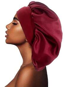 Awegeo 1/6/8 chiếc Mũ trùm đầu bằng satin cho nữ, vành rộng, co giãn, mềm mại, thoải mái, thoáng khí, thời trang thường ngày. - Màu Đỏ Sâu - Xem 9