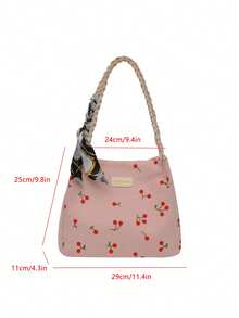 Bolso de mano a cuadros con bufanda - Rosa - Ver 5