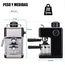 Cafetera Espresso Klack 800W con Espumador de Leche - Máquina de Café de Acero Inoxidable para 4 Tazas - Ideal para Cappuccino y Latte en Casa - Ver 7