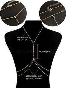 Dây chuyền thân nhiều lớp gợi cảm dành cho nữ, dây chuyền eo nhiều lớp kiểu đan chéo, trang sức cơ thể cho áo ngực bikini, phụ kiện trang sức mùa hè đính hạt pha lê dành cho nữ. - Vàng - Xem 4