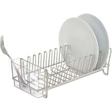 60115 Classic Compact Kitchen Dish Drainer Rack for Drying Glasses, Silverware, Bowls, Plates, Satin/Clear,44493364 - Multicolor - Ver 1