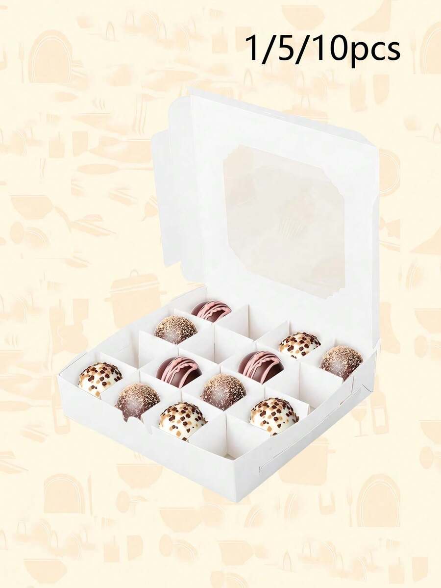 1/5/10 piezas Cajas de hornear transparentes para ventana, cajas de postres, cajas de pastelería, cajas de regalo, simples y convenientes, aptas para alimentos, adecuadas para ensamblar caramelos, chocolates, excelentes para celebraciones y hornear en casa - Ver 1